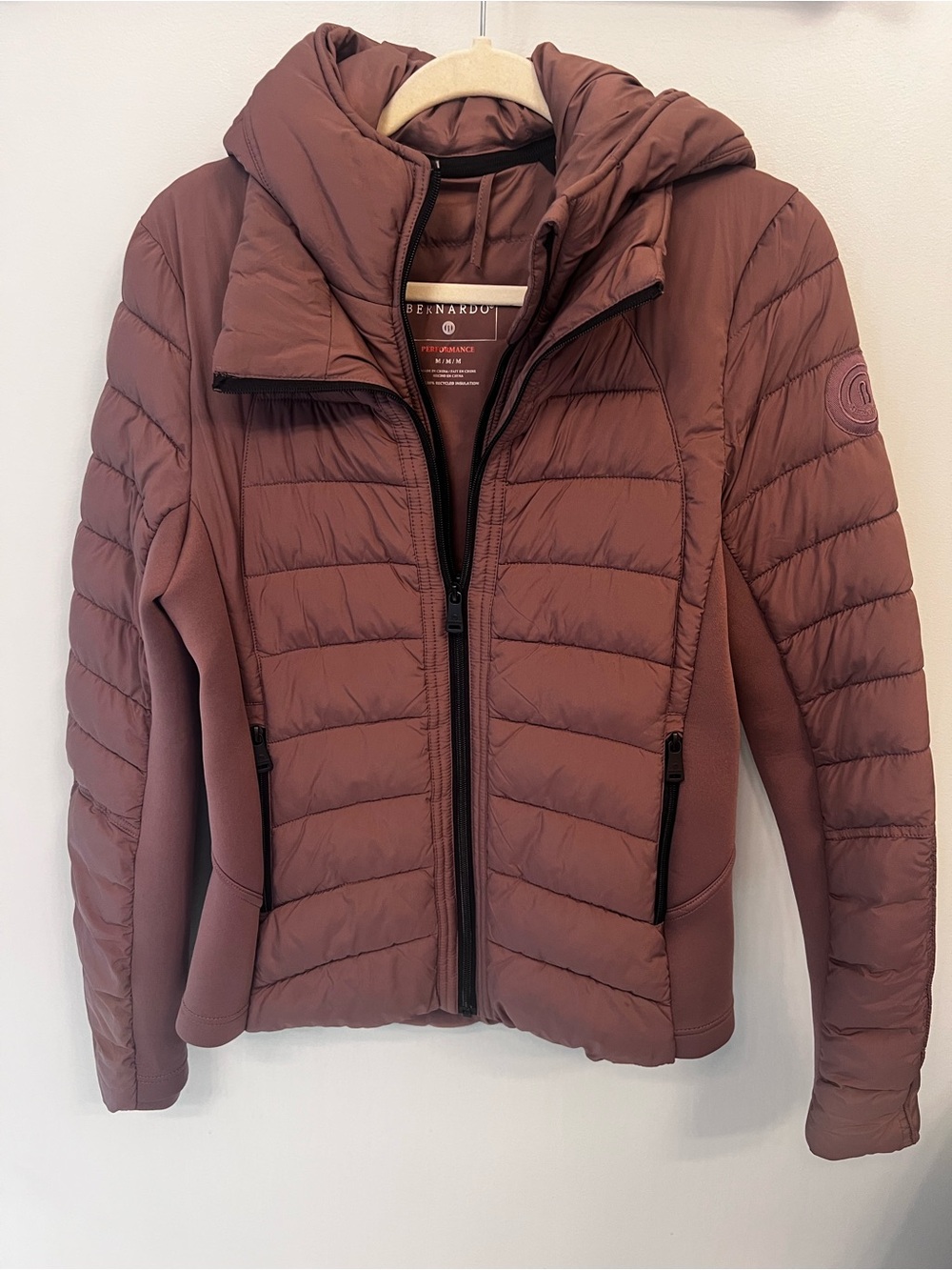 Bernardo Dusty Rose Quilted Hooded Puffer Jacket